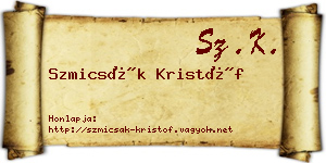 Szmicsák Kristóf névjegykártya